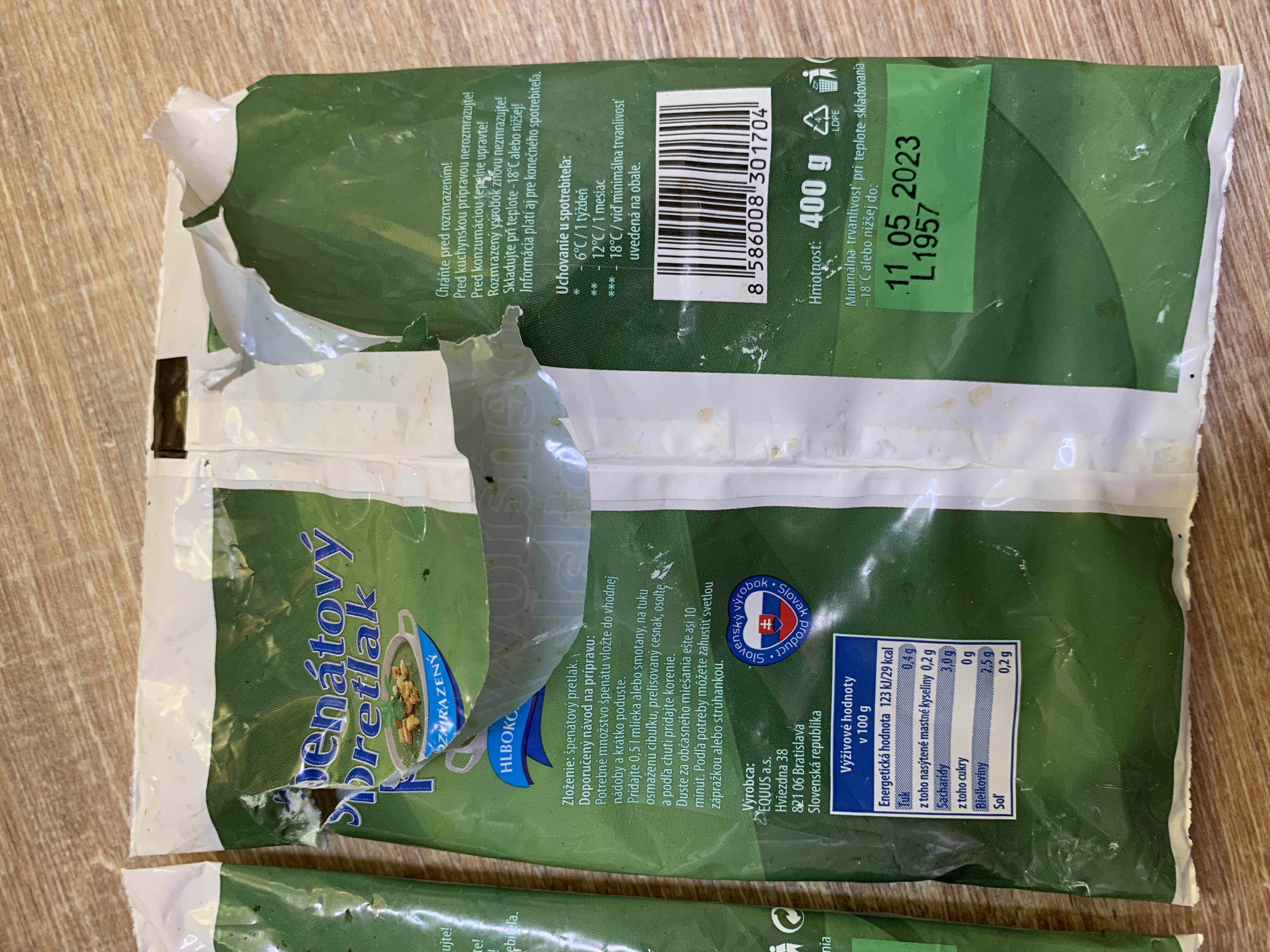 Špenátový pretlak mrazený 400g