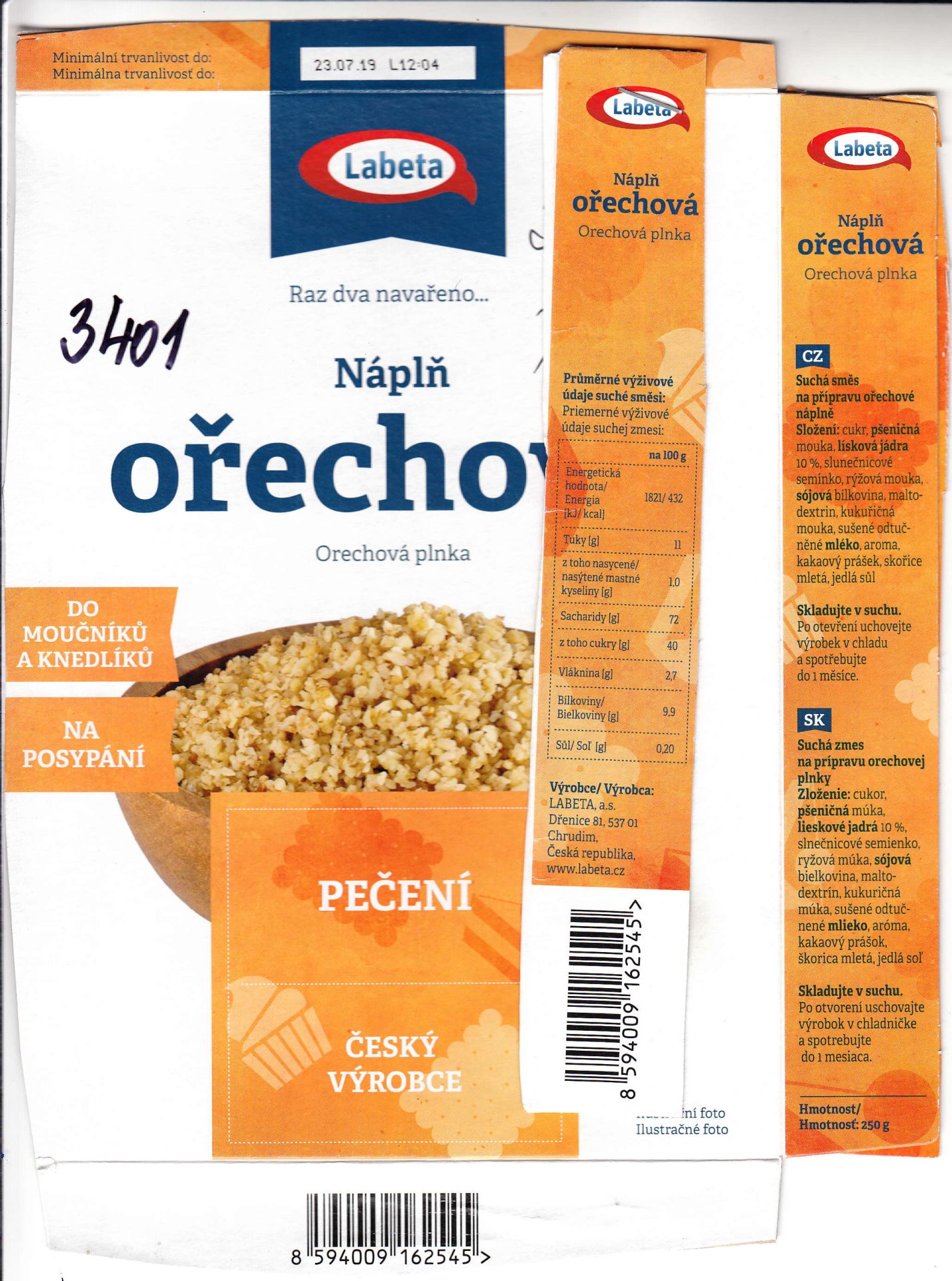 Orechová plnka 250g
