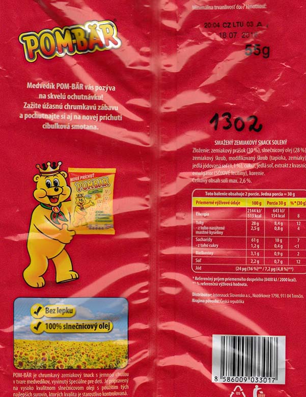 POM-BÄR“ smažený zemiakový snack solený