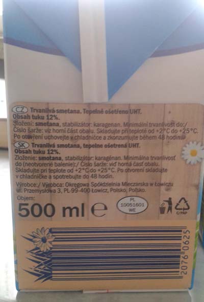 Trvanlivá smotana tepelne ošetrená UHT smotanamak