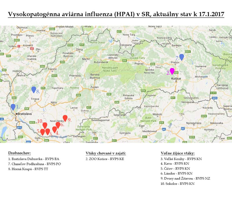 Aviárna influenza v SR, aktuálny stav k 17.1.2017